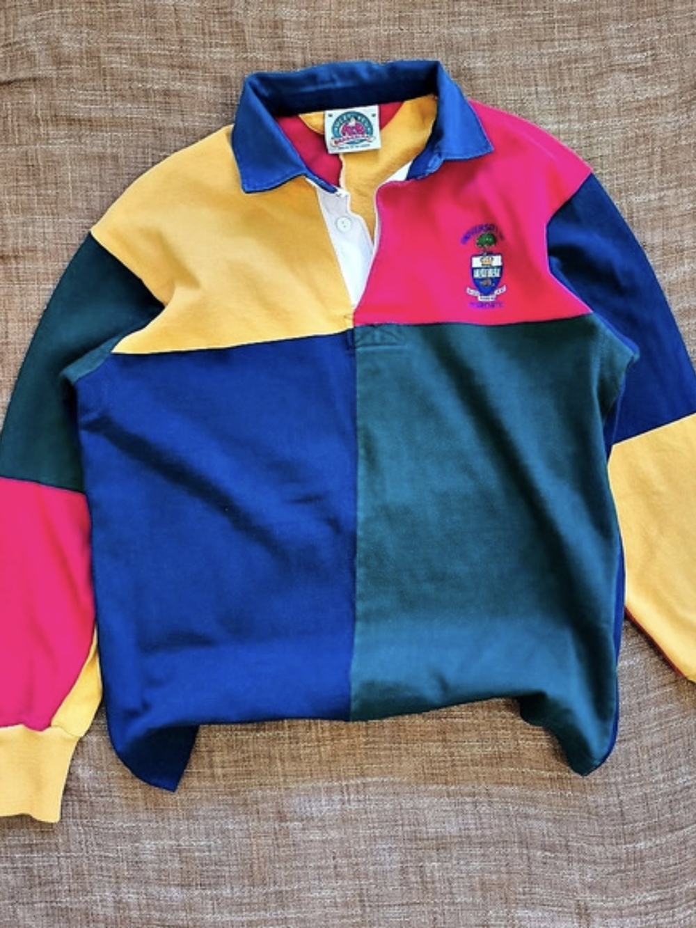 Barbarian University of Toronto Colorblock Rugby Shirt Color Block Cotton Size M